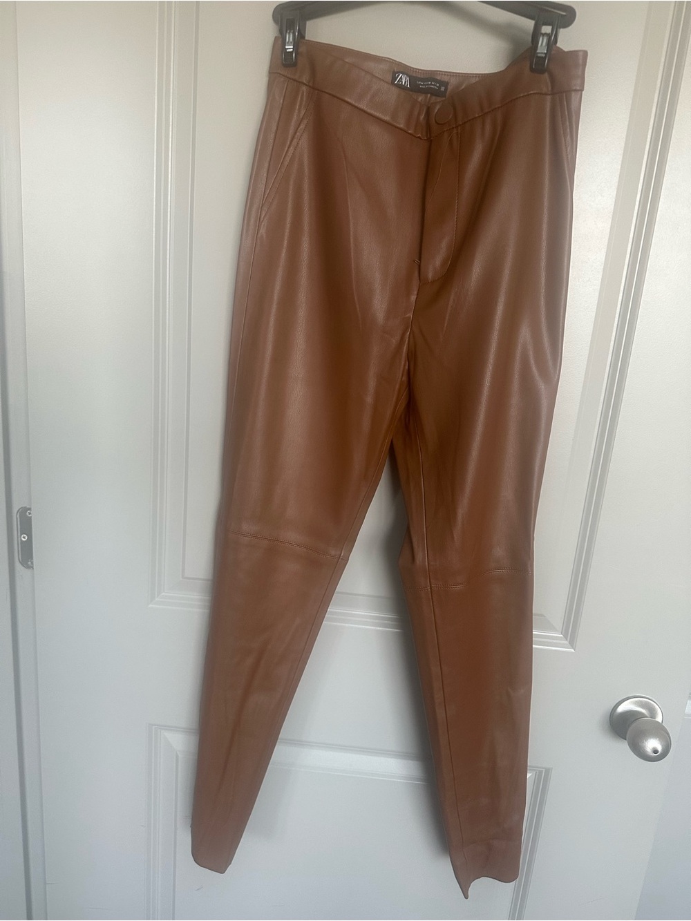 Zara Tan Faux Leather Pants